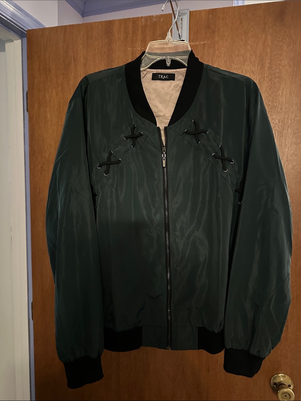 Trac Forest Green Bomber Jacket with Black Trim
